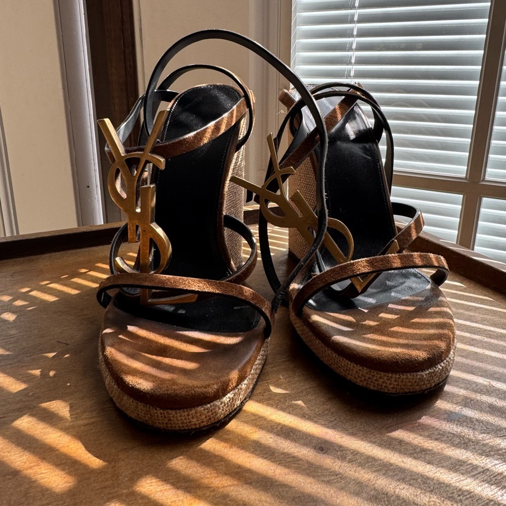 Yves Saint Laurent Women's Black, Brown and Gold Sandals